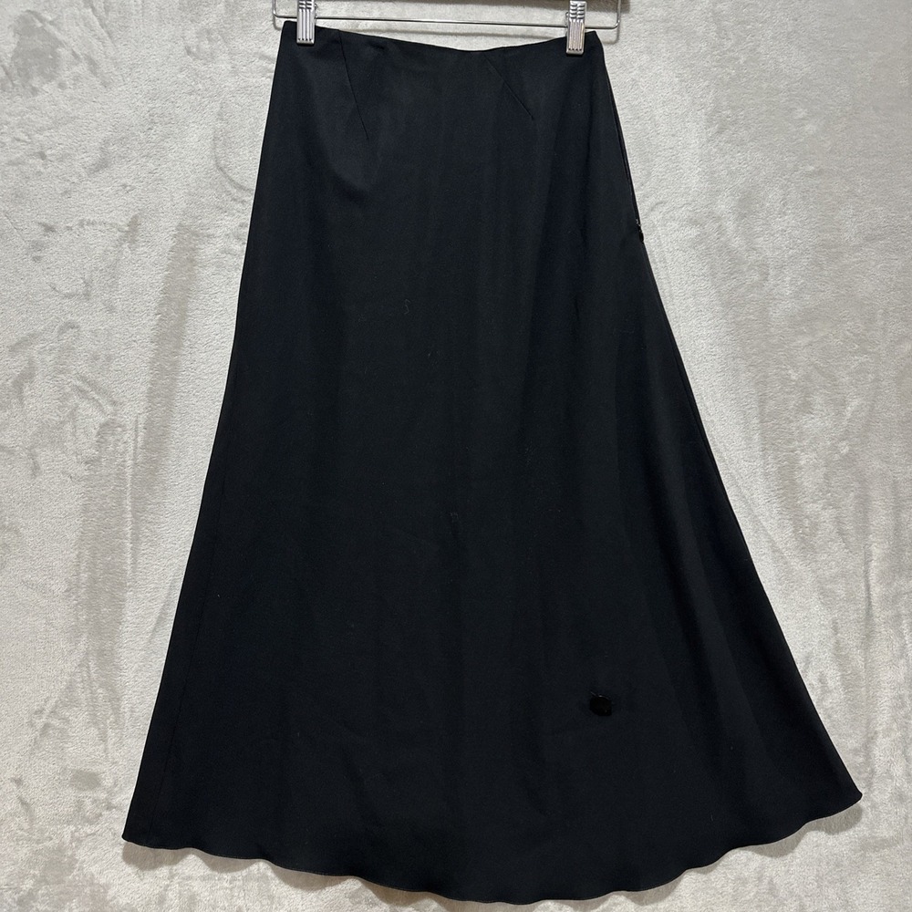 Chanel Women's 24 Black A-Line Textured Skirt Side Zip Made In France Button
